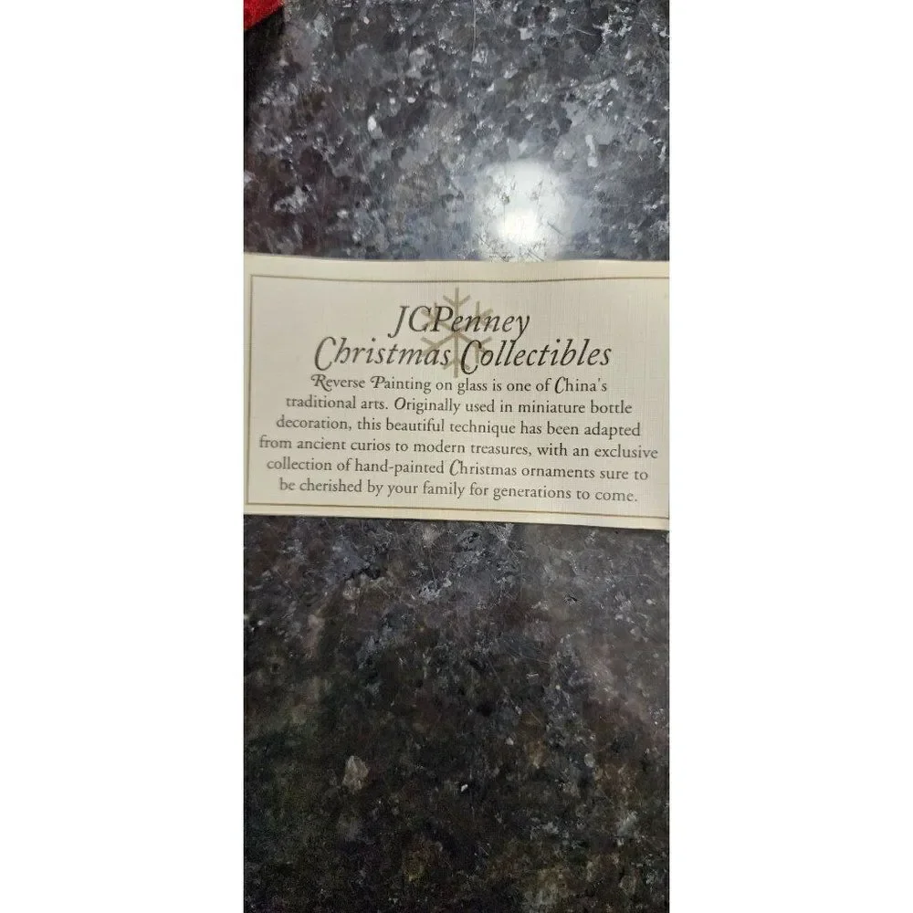 JC Penney Santa Reverse Painted Teardrop Ornament